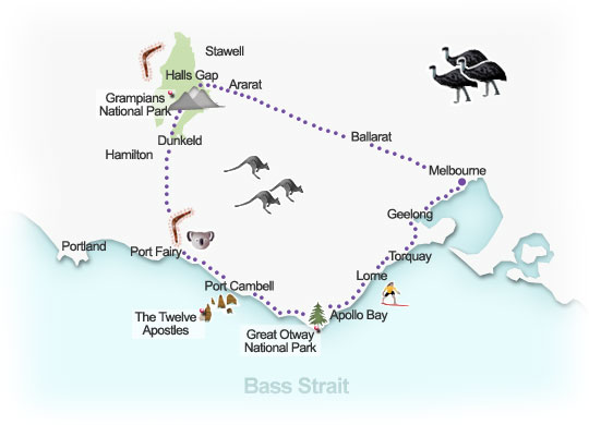 Great Southern Touring Route. Illustration by Lisa Joanes