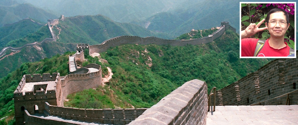 Great Wall of China and (inset) Dennis