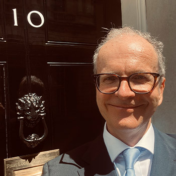 Justin Francis outside Number 10, Downing Street.