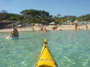 View of the beach from a kayak, Menorca. Photo by Audax Hotel