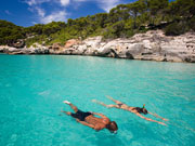 Couple snorkelling in Menorca. Photo by Audax Hotel