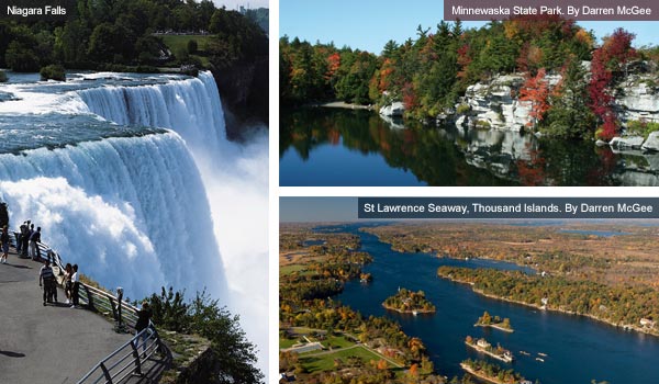 Niagara Falls, Minnewaska State Park and Thousand Islands Seaway, New York State. Photos by Darren McGee