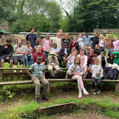 The children pose for a group shot