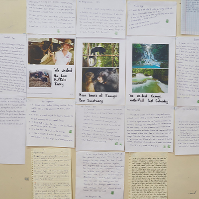 The childrens hand written notes after the trip