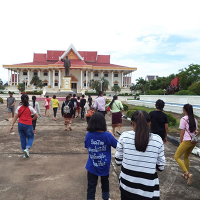 Walking towards museum