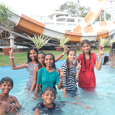 Kids in the water at Nicco Amusement Park, India