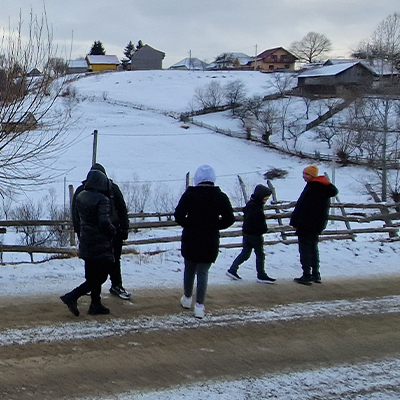 The teenagers explore the village of Magura