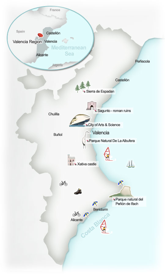Map of Valencia. Illustration by Lisa Joanes