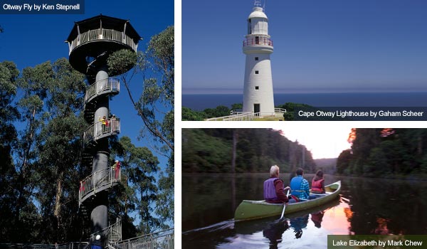 Otway Fly, Cape Otway Lighthouse and Lake Elizabeth, Victoria. Photos by Victoria Tourist Board