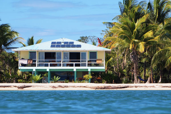 Hotel with solar panels