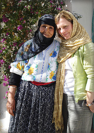 Cathy Mack with local lady in Morocco